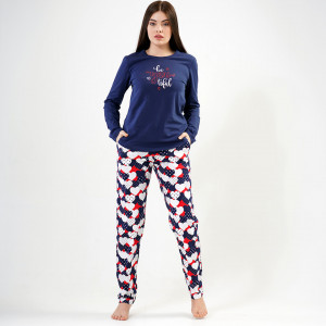 Pijamale Vienetta din Bumbac Model 'Be You Tiful' Blue