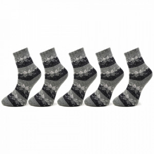 Sosete Calduroase din Mix de Blana de Iepure, Set 5 Buc. Model 'WinterFreeze' Gray