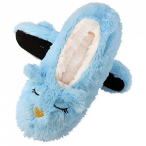 Papuci de Casa Tip Saboti, 'Sleeping Kitty' Blue