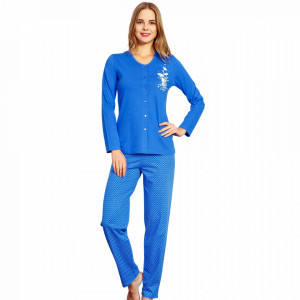 Pijamale Dama cu nasturi Vienetta, 'Elite ... is Cute' Blue