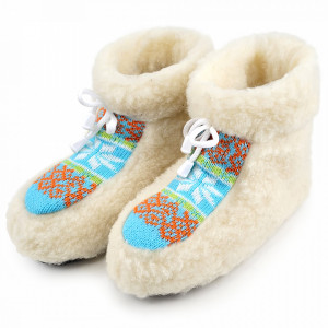 Cizme de Interior Tip Botosi din Lana Naturala Model 'Origini si Traditii' Culoare Multicolor
