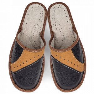 Papuci de Casa din Piele Model 'Highlander' Brand Nowo, Culoare Maro