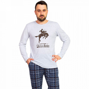 Pijama Barbati Gazzaz by Vienetta, 'Life is a Rodeo' Gray