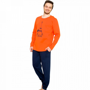 Pijama Barbati Gazzaz by Vienetta, 'Oh Lala' Orange