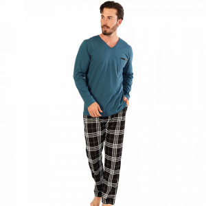 Pijamale Barbati Confortabile din Bumbac Gazzaz by Vienetta Model 'Elegant' Green