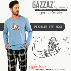 Pijamale Barbati Confortabile Gazzaz by Vienetta Model 'Make It So' Blue