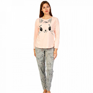 Pijamale Confortabile Dama din Bumbac, Pijamale Vienetta, Model 'Funny Bunny'