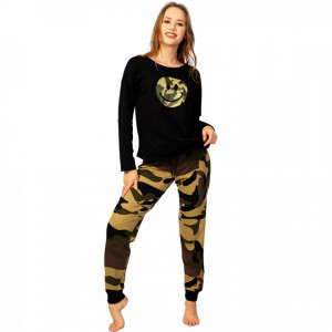 Pijamale Confortabile Dama din Bumbac Vienetta Model 'Happy Camouflage'