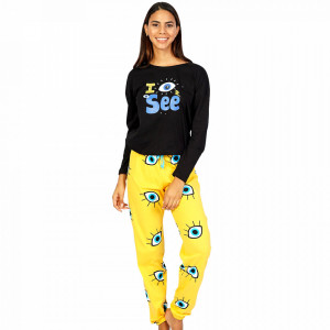 Pijamale Confortabile Dama Vienetta din Bumbac Model 'I See You Blue'