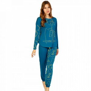 Pijamale Confortabile din Bumbac Vienetta Model 'Poeme' Culoare Verde