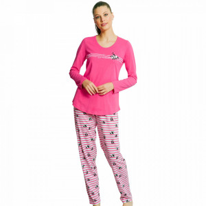 Pijamale Dama din Bumbac Vienetta Model 'Cute Love Enjoy'