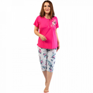Pijamale Dama Marimi Mari Vienetta, Model 'Bouquet of Rose' Pink