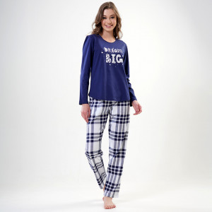 Pijamale Vienetta din Bumbac Model 'Dream Big' Blue