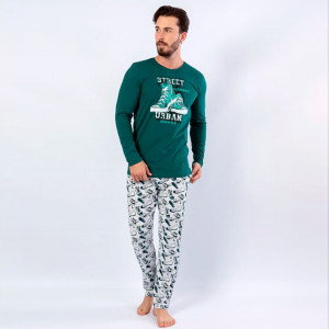 Pijamale Vienetta | MAN pentru Barbati Model 'Street Urban' Green