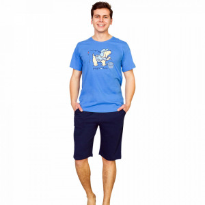 Pijamle Barbati Gazzaz by Vienetta, 'Puppie Love' Blue