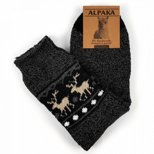 Sosete Calduroase din Lana de Oaie Naturala Alpaka 'Winter Tradition' Dark Gray