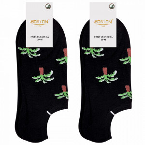 Sosete Glezna Dama Fara Cusatura 2 Perechi Model 'Exotic Palms' Black