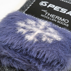 Sosete Termo din Lână Set 2 Perechi, Marca Pesail® Model 'Fluffy Winter' Gray