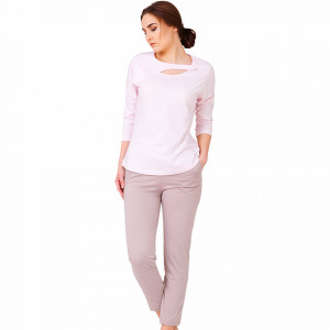 Pajamas Short Sleeve and Pants 3/4, 100% Cotton Material, Model 'Love Is In The Air', Producer Vienetta Secret, Pink Color, Summer Girl Pajamas