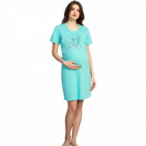 Camasa Gravide si Alaptat, 'Happines Lovely Cat' Green