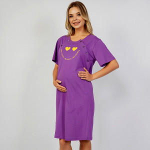 Camasa Gravide si Alaptat Vienetta din Bumbac 100%, Model 'Smile Everyday' Purple