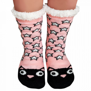 Ciorapi Imblaniti si Caldurosi Lady-Line Model 'Kitty Stars' Pink