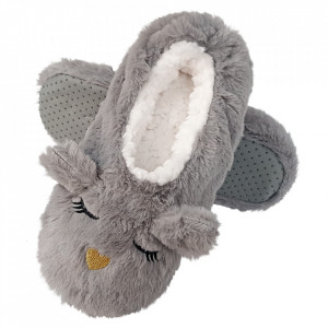 Papuci de Casa Tip Saboti, 'Sleeping Kitty' Gray
