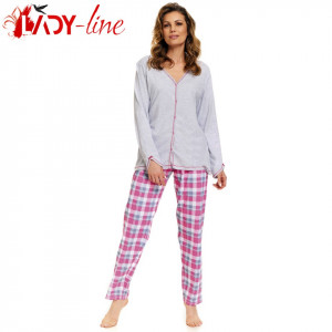 Pijama Dama Maneca/Pantalon Lung, 'Elegance Open', DN-Nightwear
