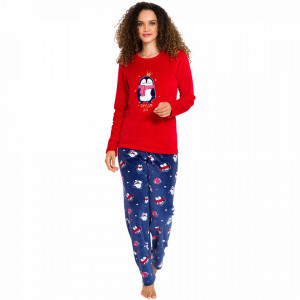 Pijama Dama Soft Velur, Vienetta, 'Dream Big' Red