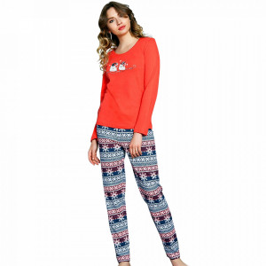 Pijama Dama Vienetta, Bumbac Interlok, 'You Make Me Happy' Red