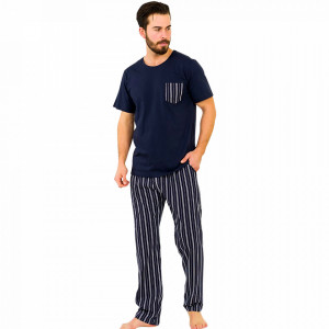 Pijamale Barbati din Bumbac 100% Gazzaz by Vienetta Model 'Elite Steel'