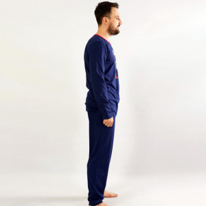 Pijamale Barbati din Bumbac Gazzaz by Vienetta Model 'Gamers Never Sleep' Blue