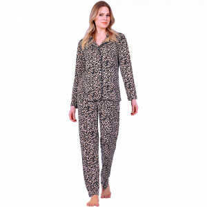 Pijamale Dama Maneca si Pantalon Lung Model 'Leopard Passion'