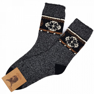 Sosete Calduroase din Lana Naturala de Alpaca Model 'Tradition' Dark Gray