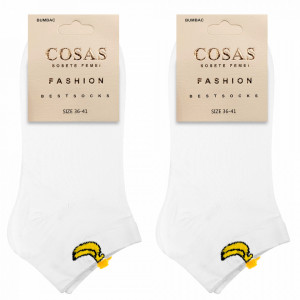 Sosete Glezna Dama cu Fructe, Set 2 Perechi Model 'Pure White' Bananas Culoare Alb