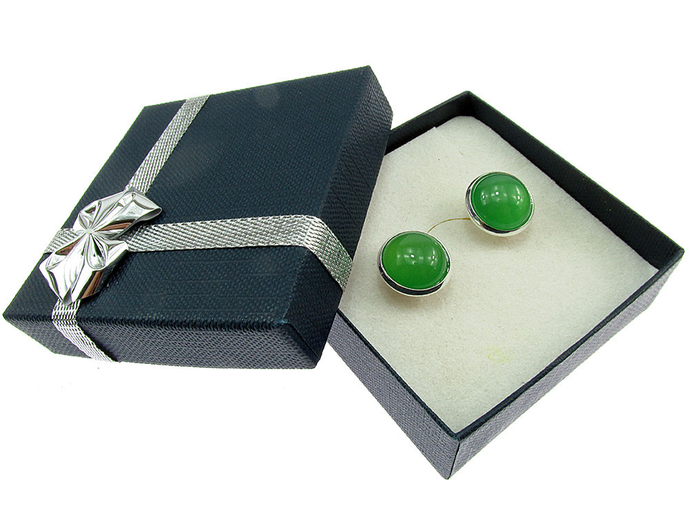 Butoni camasa cu agat verde natural 12 mm