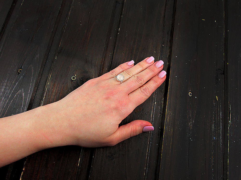 Inel argint reglabil coroana cu cuart roz natural 8 MM