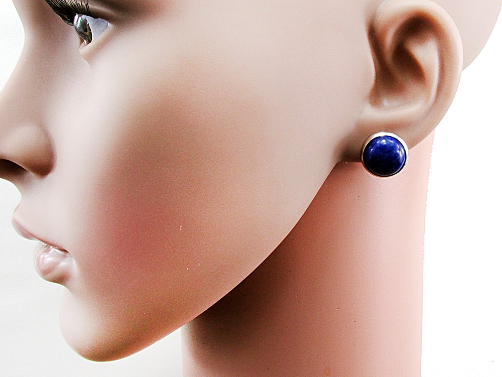Cercei clips inox cu lapis lazuli natural 12 MM