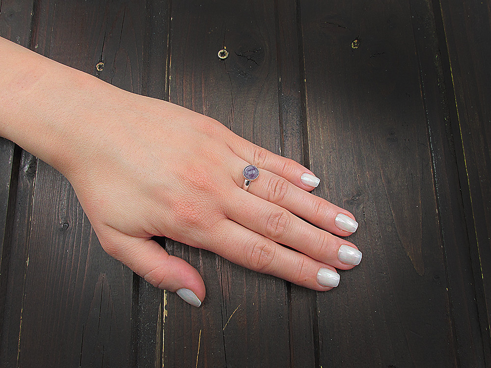 Inel argint reglabil cu ametist natural 8 MM