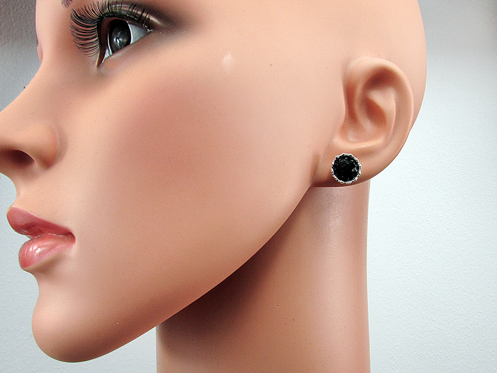 Cercei argint model coroana onix fatetat