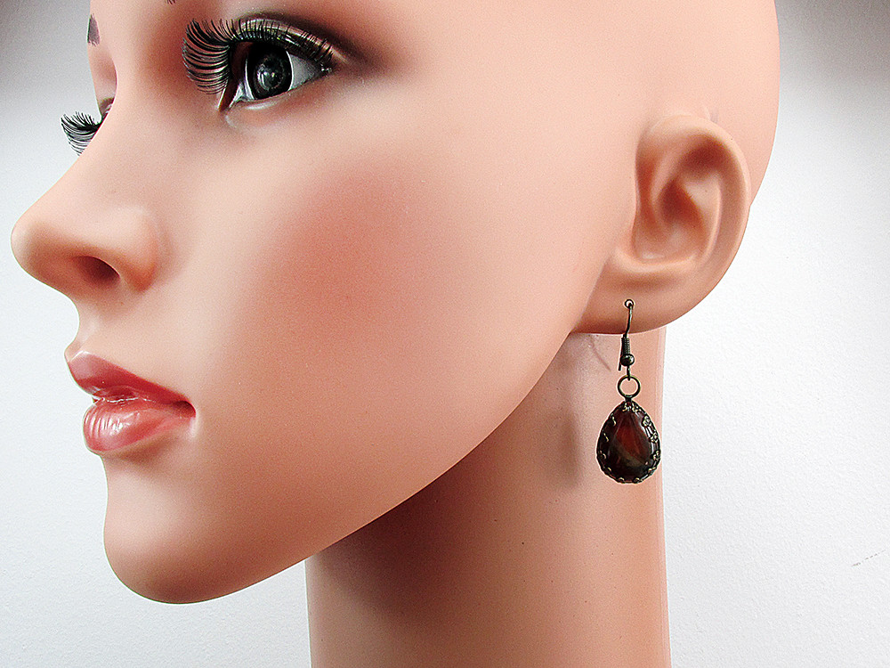 Cercei vintage bronz cu carneol natural