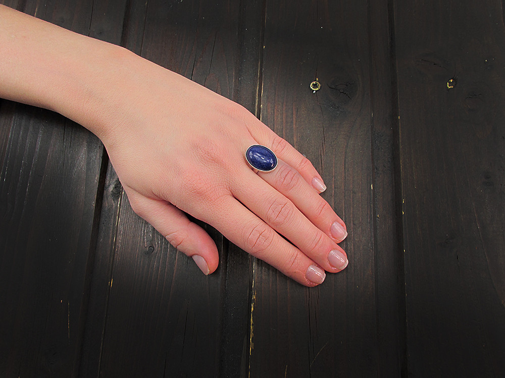 Inel argint reglabil cu lapis lazuli natural 18x13 MM
