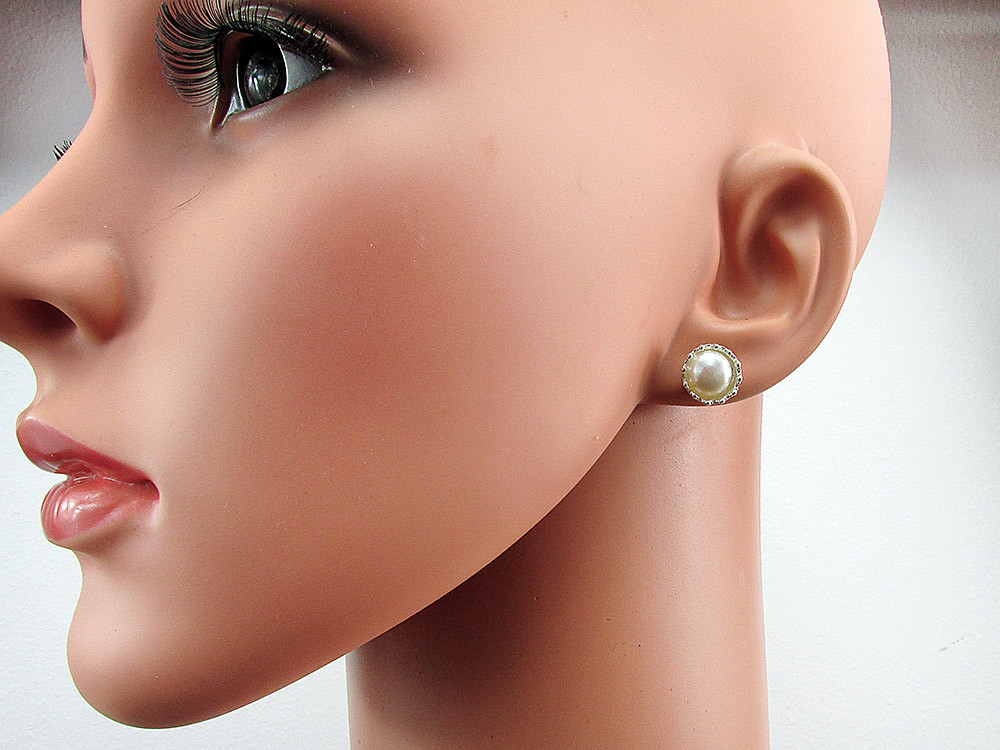 Set argint model coroana cu perle de cultura albe