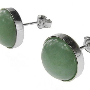 Cercei argint cu aventurin verde natural 10 MM