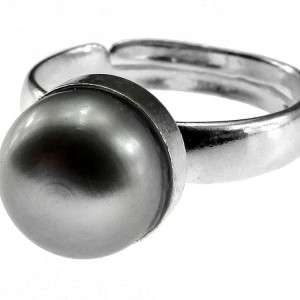 Inel argint reglabil cu perla de cultura gri 8 MM