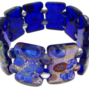 Bratara Murano albastru/auriu