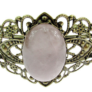 Bratara bronz antic cu cuart roz 25x18 MM