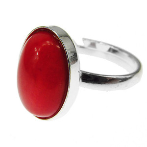 Inel argint reglabil cu coral poros 14x10 MM