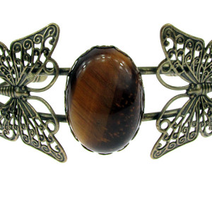 Bratara statement fluturi cu ochi de tigru 25x18 MM