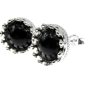 Cercei argint coroana onix natural 8 MM